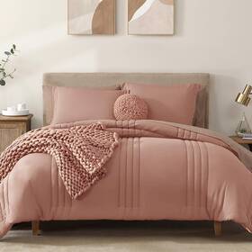 B0d1ml6g5b Monbix Full Comforter Set - 7 Pieces Clay Pink Bed In A Bag Size Bedding