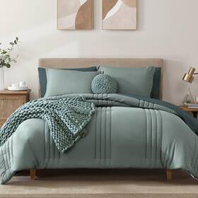 Csmbsd001sag7q Monbix Queen Comforter Set - 7 Pieces Sage Green Bed In A Bag Bedding Sets Wit