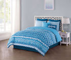 Mosaic-com-blu Victoria Classic Mosaic Reversible Comforter Set Floral Design Teal Blue