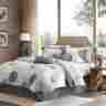 Mpe10-005 Knowles Madison Park Essentials Luxury Grey White Circular Print Comforter Bedding Set And Matching Sheet