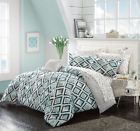 Ms17-d4-011-041 Unbranded Black Grey Green Geometric Piece Reversible Comforter Bedding Set