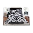 Ms34-001-009-29-mq Classics Damask Bedding Set Comforter Modern Reverse Black White Bag Beautiful Sham Queen 081806274093