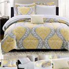 Ms44-001-009-30 Mainstays Twin Comforter Set Yellow Grey Damask Floral 675716523763