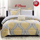 Ms44-001-009-32 Mainstays Comforter Set Full Size Damask Floral Print Bed In