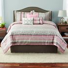 Ms9744409622-46 Mainstays Multi Stripe Pc Pink Jacquard Comforter Bedding Set Accent