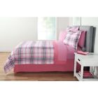 Ms9750345122-21 Unbranded Pink Grey White Plaid Piece Reversible Comforter Bedding Set