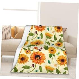 Mt-159 760790445602 Soft Throw Blanket All Season Warm Blankets Lightweight Sunflower Butterfly