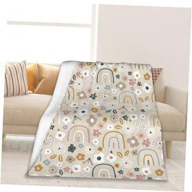 Mt-159 760790446081 Soft Throw Blanket All Season Warm Blankets Lightweight Vintage Floral Rainbow