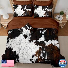 B0crr7txw3 Muginyu Brown Cowhide Comforter Set Full 7 Pieces Bed In A Bag Black White Cow