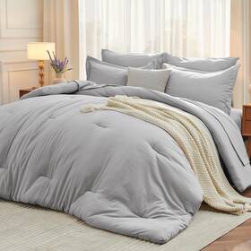 Mo-us-dh7-lg-q Muxhomo 7 Pieces Queen Comforter Set Soft Bed In A Bag Size All Seaso