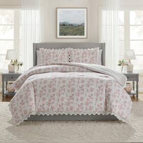 Eye-2cs-twxt-wd-pink My Texas House Hum Eyelet 2-piece Pink Floral Cotton