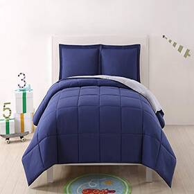 My World 783048023575 Solid Comforter Sets Twin/twin Xl Navy/grey