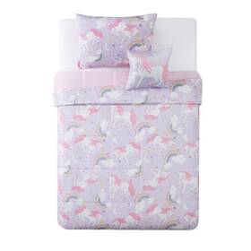 79423247 My World Full 4pc Rainbow Unicorn Comforter Set Purple -