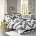 Mz10-335 Libra Comforter Set Grey Chevron Reversible Piece