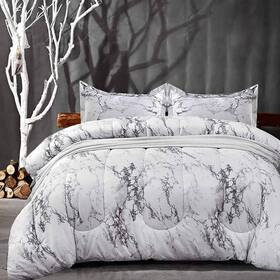 Nanko 313046639647 Comforter Set King Size White Black Marble Print 104 X 90 Inch Reversible