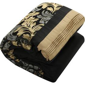 Nanshing 810122902713 Liana Embroidered Red And Black 7-piece Floral Gold Queen