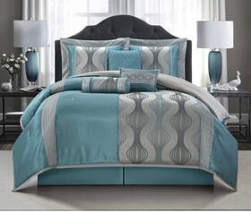 Nanshing 810122905042 Kath Blue 7-piece Comforter Set Queen