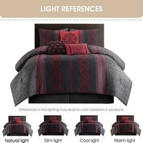 Nanshing 810122905073 Trina Embroidered 7-piece Comforter Set Black Red Queen