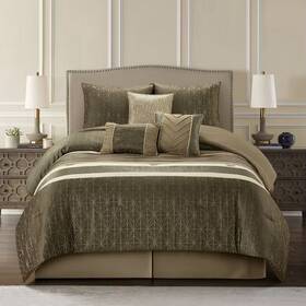 Nanshing 810140051653 King 7pc Trinity Comforter Set Taupe