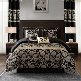 Nanshing 810140056375 Brie 9 Piece Floral Jacquard Comforter Set