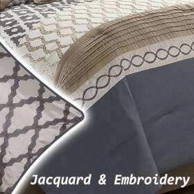 Nanshing 810157410368 Calvin Luxury10-piece Geometric Comforter Set Taupe/grey California Ki