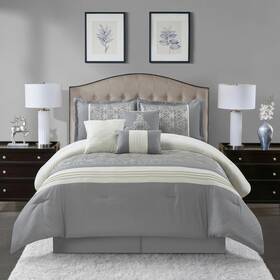 Nanshing 810157414922 Shelly 7 Piece Transitional Comforter Set Grey California King Nanshing 810157414922 Shelly 7 Piece Transitional Comforter Set Grey California King