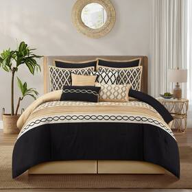 Nanshing 810184884712 Calvin Luxury10-piece Geometric Comforter Set