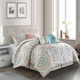 Nanshing 814740024222 Laylani 7-piece Medallion Comforter Set Multi Queen