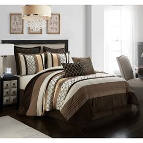Nanshing 814740026530 Avalon Trellis 8-piece Moroccan Print Comforter Set Brown Queen