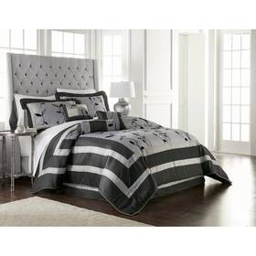 Nanshing 879421019089 Pandora Silver Leaf Pattern 7-piece Comforter Set Full