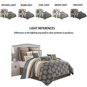 Nanshing 879421021129 Naomi 10-piece Mandala Embroidery Comforter Set Grey California King