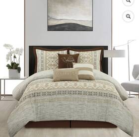 93651965 Nanshing Sameera 7 Piece Style Comforter Set In Taupe By Size Queen