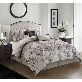 94719923 Nanshing 7pc Queen Georgia Comforter Set Black