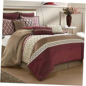 Nanshing Ecommerce Shanghai Inc. 810168555126 Comforter Set 10 Piece Bed In A Bag For All Seasons Luxury Queen Burgundy