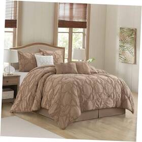 Mariscosb2b Nanshing International Inc. Bed Comforter Set 7 Piece Ultra Soft Premium Microfiber Pillow Queen Taupe