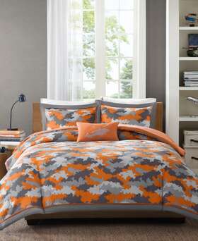 Mz10-296 Natori/jla Home/e & E Co Ltd Mi Zone Kids Lance 4-pc. Full/queen Comforter Set Orange