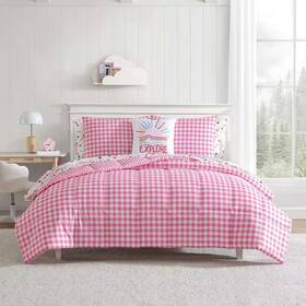 Nautica 445010880847 Preston Check 4-piece White/pink Microfiber Full/queen Comforter Bonus Set