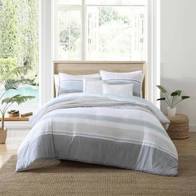 Ushs8k1177225 Nautica Full/queen Comforter Bonus Set Soft Cotton Polyester Striped 5-piece