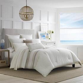 Ushsa51119659 Nautica Saybrook 3-piece Beige Striped Cotton Full/queen Comforter Set
