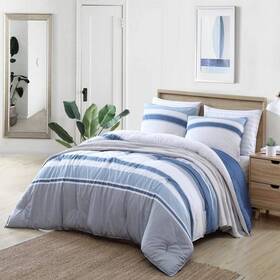 Ushsa51169214 Nautica Trimmer 2-piece Blue Striped Cotton Twin Comforter Set