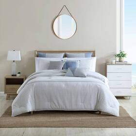 Ushsa51194635 Nautica 3-piece Gray Striped Cotton King Comforter Set Polyester Machine Wash