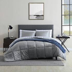 Ushsa51194660 Nautica Bristol 2-piece Gray Micromink Plush Microfiber Twin/twin Xl Comforter