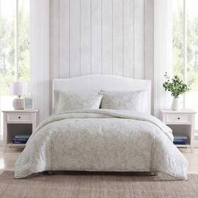 Ushsa51287775 Nautica King Comforter Set Cotton Printed Slub Bedding Shams Medium-weight Beige