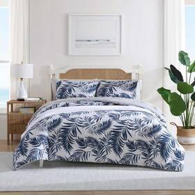 Ushsa51313335 Nautica King Reversible Cotton Comforter Set Marina Leaf White Navy Shams