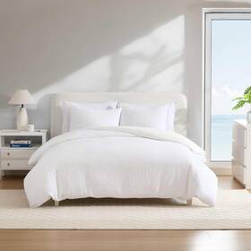 Ushsa51326756 Nautica Full/queen Comforter Set Jacquard Weave Bed Shams Medium-weight White