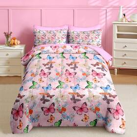 Jh2502192010-mb7s-qa6 Nesker Comforter Set Size Colorful Butterflies 7 Pcs Bedding Full Rainbow Butterfly