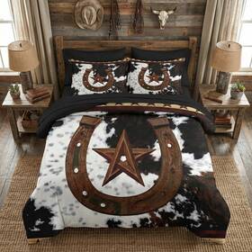 Tx2504157003-mb7s-fa2 Nesker 7 Pcs Comforter Set Full Size Western Cowboy Texas Star Horseshoes Bedding S