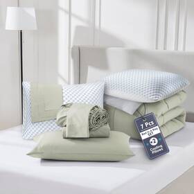 Nestl 198379977297 9 Piece Full Comforter Set Light Sage Reversible Bed In A Bag Compl
