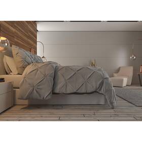 Nestl 840073690582 Pinch Pleat Down Alternative Ultra Soft Comforter Set Silver Twin
