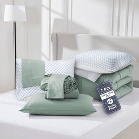 Nb-biabrev-k-sggrn-iceplw-k-2 Nestl 9 Piece King Comforter Set Sage Green Bed A Bag Complete Size Bedding